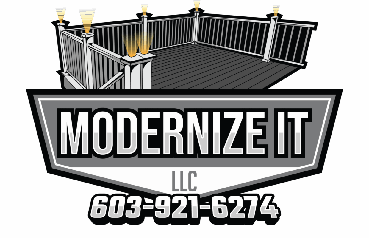 Modernize It LLC Deck Builders logo with phone number